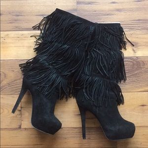 NEW Mojo Moxy Black Real Suede Platform Burlesque